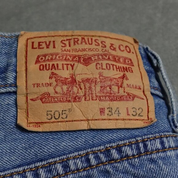 Vintage Levi's 505 Regular Fit Pants Men's 34X32 Blue Denim Straight Workwear - Picture 12 of 13